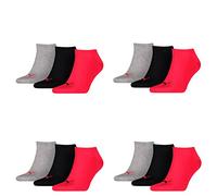 PUMA 12 pares de calcetines invisibles para zapatillas, tallas 35-49, unisex, para hombre y mujer, talla 39-42, color: 232, negro/rojo