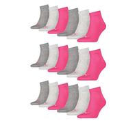 Puma 18 pares de calcetines tobilleros unisex, talla 35-49, para hombre y mujer 656 Middle Grey Mélange/Rosa