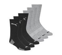 PUMA 6 Pack Crew Socks Calcetines para Correr, Negro/Gris, M (Pack de 6) para Hombre