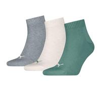PUMA 701230337 Quarter Sock, Verde/Gris, 43-46 (Pack de 3) Unisex Adulto