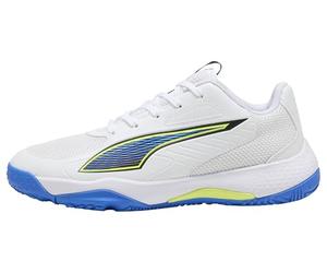 PUMA Accelerate JR 4 Game ON - Tenis de Balonmano, Color Blanco, Rojo Brillante, Azul Ultra, Talla 1, Puma Blanco Brillante Rojo Ultra Azul, 33 EU