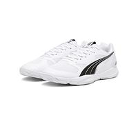 PUMA Attacourt, Indoor Court Shoe Unisex Adulto, White Black Concrete Gray, 41 EU