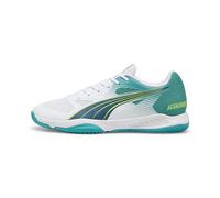 PUMA Attacourt, Indoor Court Shoe Unisex Adulto, White-Ocean Tropic-Sparkling Green-Lime Squeeze, 39 EU