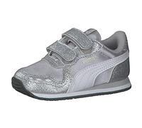 PUMA Baby Girl Cabana Racer Glitz V Inf Zapatillas, Puma Silver Puma White Gray Violet, 22 EU