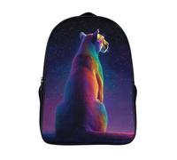 Puma bajo las estrellas Mochila |Piel Arcoíris | Bolsa Escolar Unisex Para Niños Pequeños 16 inch