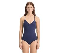 PUMA Bañador de mujer con cuello en V azul oscuro | L