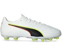 Puma - Bota de fútbol King 20 Match FG/AG, Unisex, Puma White-Glowing Red-Yellow Alert, 7 UK