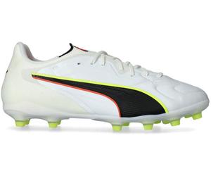 Puma - Bota de fútbol King 20 Pro FG/AG, Unisex, White-Glowing Red-Yellow Alert, 6.5 UK