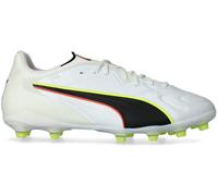 Puma - Bota de fútbol King 20 Pro FG/AG, Unisex, White-Glowing Red-Yellow Alert, 8.5 UK