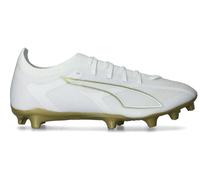 Puma - Bota de fútbol Ultra 6 Match FG/AG, Unisex, White-Metallic Gold-Black, 10 UK