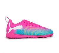 Puma Botas de fútbol Future 9 Play Astro Turf para niños, Poison Pink Sun Stream Bright Aqua Puma White, 36 EU