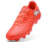 PUMA Future 9 Play FG/AG - Tenis de fútbol Unisex, Color Rojo, Blanco, Negro y Plateado, Talla 6 de Reino Unido, Rojo Brillante Puma Blanco Puma Negro Puma Plata, 39 EU