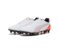 PUMA Botas de fútbol King PRO MxSG para adultos, White Silver Glowing Red Metallic, 44 EU