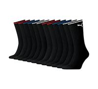PUMA Calcetines deportivos de tenis, calcetines de tenis a rayas, unisex, 6 pares, Negro , 47-49