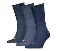 PUMA Calcetines unisex Cushioned Crew (paquete de 3), azul marino, 35-38