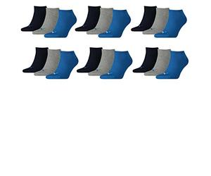 PUMA Calcetines unisex invisibles, 6 unidades, talla: 39-42, color: azul/gris melange (277)