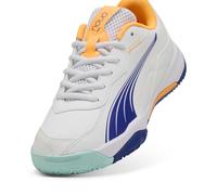 PUMA - Nova Smash JR, Zapatos de Tenis Unisexo, PUMA White-Vivid Blue-Safe Lake-Heat Fire,