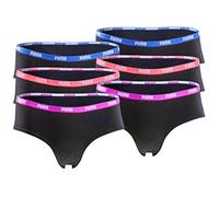 Puma Calzoncillos para Mujer 6 Pack de Bragas Hipster, Mini-Short, String Black Statement Edition