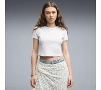 PUMA Camiseta acanalada Essentials Baby para mujer, Ropa, Blanco, S