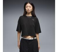 PUMA Camiseta crop extragrande WARDROBE ESS para mujer, Ropa, Negro, L