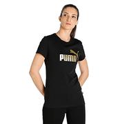 PUMA ESS+ Metallic Logo tee Camiseta, Unisex Adulto, Lámina Negra y Dorada, XS