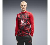 PUMA Camiseta de calentamiento con cuello con cremallera AC Milan para hombre, Accesoiros, Rojo, L