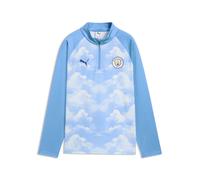 PUMA Camiseta de calentamiento del Manchester City con cuello con cremallera juvenil, Accesoiros, Azul, 13-14Y
