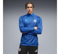 PUMA Camiseta de calentamiento Olympique de Marseille de cuello con cremallera para hombre, Accesoiros, Azul, XS
