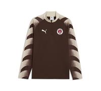 PUMA Camiseta de calentamiento semiajustada con cuello con cremallera FC St. Pauli para hombre, Accesoiros, Marrón, 3XL