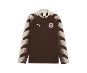 PUMA Camiseta de calentamiento semiajustada con cuello con cremallera FC St. Pauli para hombre, Accesoiros, Marrón, 3XL