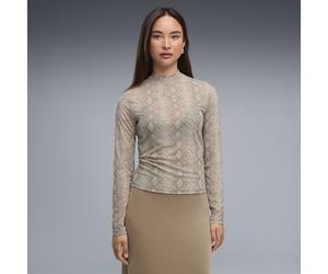 PUMA Camiseta de malla con estampado de serpiente para mujer, Ropa, Beige, M