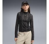 PUMA Camiseta de malla con estampado de serpiente para mujer, Ropa, Negro, L