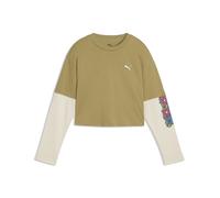 PUMA Camiseta de manga larga holgada MID 90s LayeRojo Cropped juvenil, Accesoiros, Marrón, 9-10Y