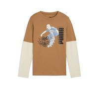 PUMA Camiseta doble de manga larga MID90s juvenil, Accesoiros, Marrón, 15-16Y 15-16Y