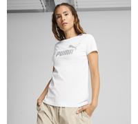 PUMA Camiseta ESS Metálico con logotipo n.º 1 para mujer, Ropa, Blanco, L