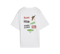 PUMA Camiseta estampada holgada Wardrobe Essentials para mujer, Ropa, Blanco, XL XL