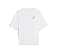 PUMA Camiseta estampada Wardrobe Essentials Boxy Beach Club para hombre, Accesoiros, Blanco, XL