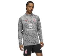 PUMA Camiseta prepartido AC Milan con Cremallera de un Cuarto Hombre XS, Smokey Gray White