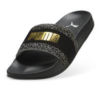 PUMA Leadcat 2.0 Animal Flair, Sandalia Deslizante Mujer, Negro Oro, 38 EU