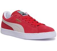 PUMA Clásico Ante + Unisex Cordones Zapatillas En Rojo Talla UK 3-7