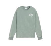 PUMA Class Comfort Washed Crew TR, Sudadera con Capucha Niñas, Green Moon, XL