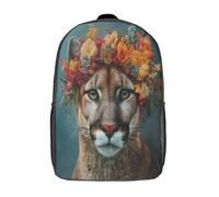 Puma con una gran corona de flores Mochila Infantil Colegio Y La Guardería Con Bolsa De Escuela Ideal Niños Y Niñas 17inch