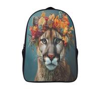 Puma con una gran corona de flores Mochilas Escolares Adolescentes Para Escuela Intermedia Niño Y Niñas Bolsas Escolares 16 inch
