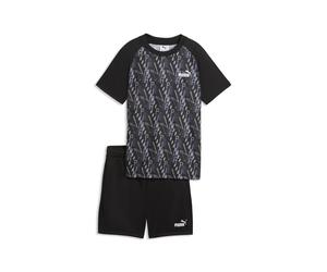 PUMA Conjunto de camiseta estampada y shorts TRAIN ALL DAY Essentials juvenil, Accesoiros, Negro, 11-12Y