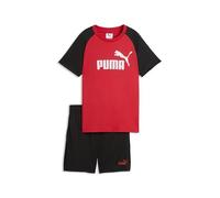 PUMA Conjunto de camiseta y shorts de poliéster Essentials con logo n.º 1 juvenil, Ropa, Rojo, 9-10Y 9-10Y