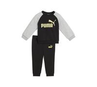 PUMA Conjunto de sudadera Minicats Essentials Raglan infantil, Ropa, Negro/Dorado Moon, 2-4M 2-4M