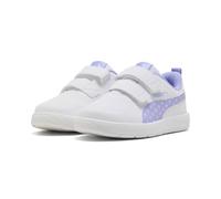 PUMA Courtflex V3 Dotty V PS - Zapatillas de Deporte para niñas y niñas, Blanco Intenso Lavanda Rosa Brillante, 1 UK Child, Puma Blanco Intenso Lavanda Rosa Shimmer, 1 UK Child