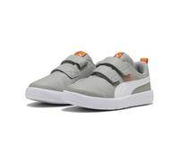 Puma COURTFLEX V3 V PS - Tenis Deportivos, Gris Ahumado, Blanco-Naranja GLO, Talla 2.5 UK Niño, Smokey Gray Puma White Orange GLO, 35 EU