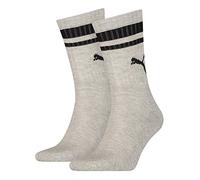 Puma Crew Heritage Stripe 2P, Calcetines unisex, Gris, 35-38