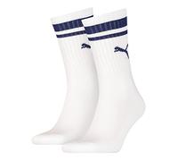 Puma Crew Heritage Stripe Socks (2 Pack) Calcetines, blanco/azul, 43-46 Unisex Adulto